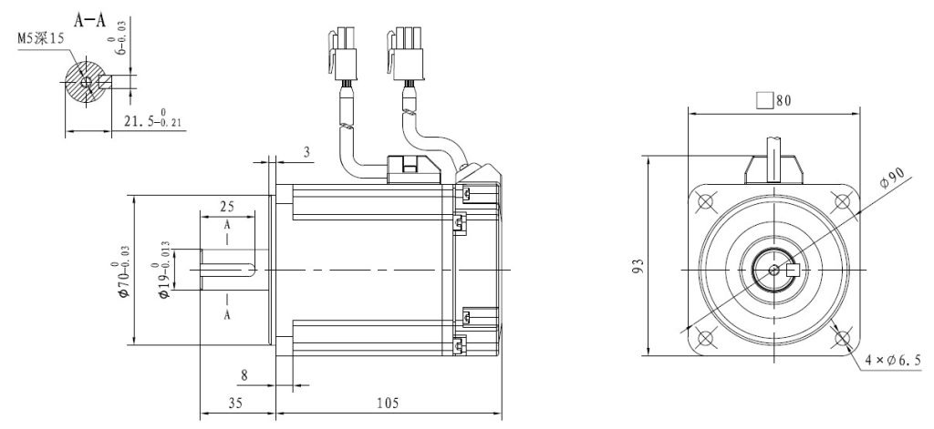 750W AC Servo motor dimensions