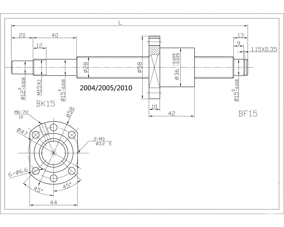 SFU2005 with machined ends and nut