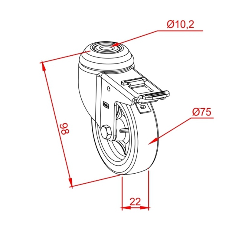 Ø 75 Single Wheel drawing