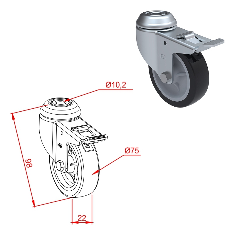 Ø 75 Single Wheel